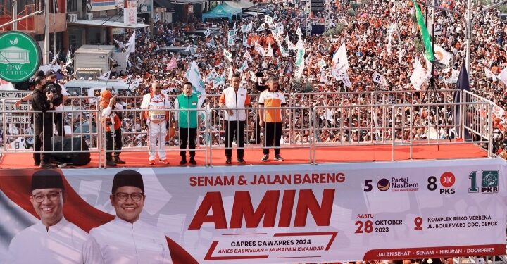 Safari Politik Koalisi Perubahan AMIN di Depok Dihadiri Ratusan Ribu Massa. (Foto : Dokumentasi).