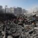 Kota Jalur Gaza rata dengan tanah setelah di bombardir militer Israel. (Foto/Internet).