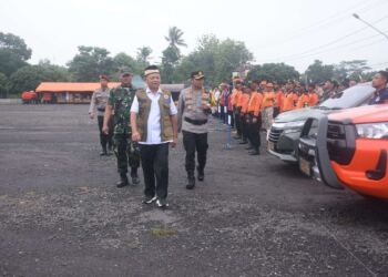 Siaga Bencana : Pemkab Lampung Timur Gelar Apel Gabungan. (Foto/Nova).