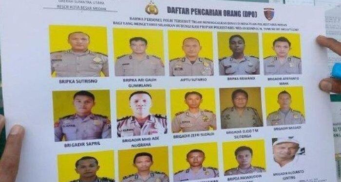 Daftar Anggota Polrestabes Medan yang jadi buron. (foto/net)