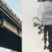 Seorang pria tergantung di flyover Cimindi, Bandung. (foto/net)