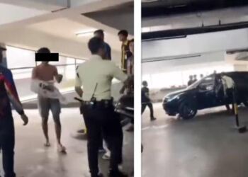 Security dan sejumlah orang berhasil menghentikan mobil pelaku mesum yang berusaha kabur. (foto/net)