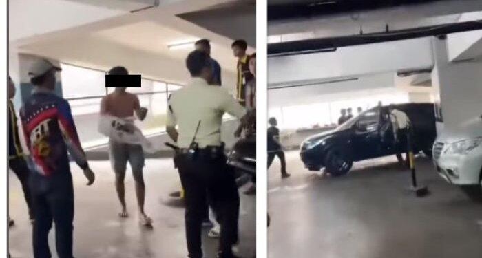 Security dan sejumlah orang berhasil menghentikan mobil pelaku mesum yang berusaha kabur. (foto/net)