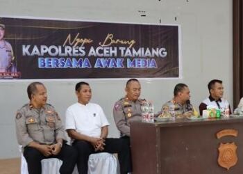 Kapolres Aceh Tamiang Gelar Acara Ngope Bareng Dengan Wartawan. (Foto/Iskandar).