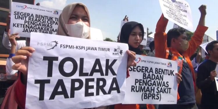 Buruh di sejumlah daerah tolak program Tapera. (foto/net)