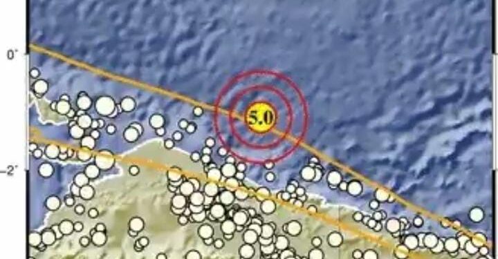 Gempa M5,0 Guncang Sarmi Papua, Tak Berpotensi Tsunami (foto/BMKG)