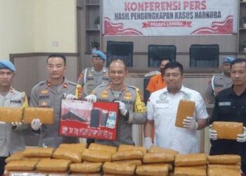 Konferensi pers Polres Langsa penangkapan tersangka pengedar narkoba (foto/doc)