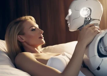 Ilustrasi seorang wanita berhubungan dengan robot. (foto/net)