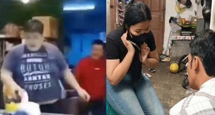 Momen penganiayaan anak bos roti terhadap karyawati (foto/ist)