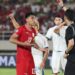 Muhammad Ferrari saat mendapatkan kartu merah saat pertandingan kemarin (foto/ist)