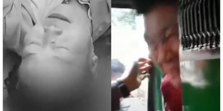 Agus Buntung berteriak histeris saat ibunya pingsan.(foto/ist)