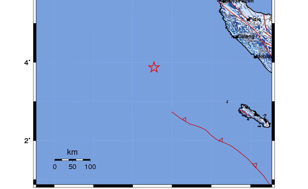 Gempa M5,4 Guncang Calang Acehjaya, Tidak Berpotensi Tsunami (foto/BMKG)