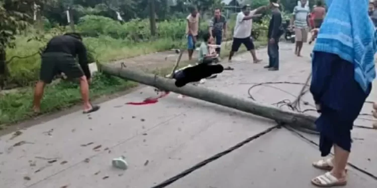 Insiden Tragis di Binjai, Ibu dan Anak Balita Tewas Tertimpa Tiang Listrik (foto/ist)