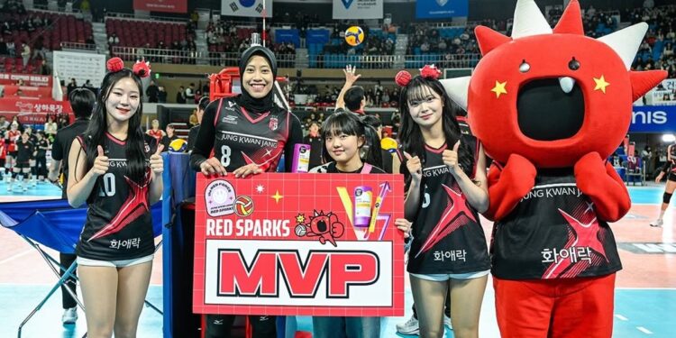 Megawati Hangestri tampil impresif di putaran empat Liga Voli Putri Korea Selatan 2024-2025 (foto/Instagram @red__sparks)