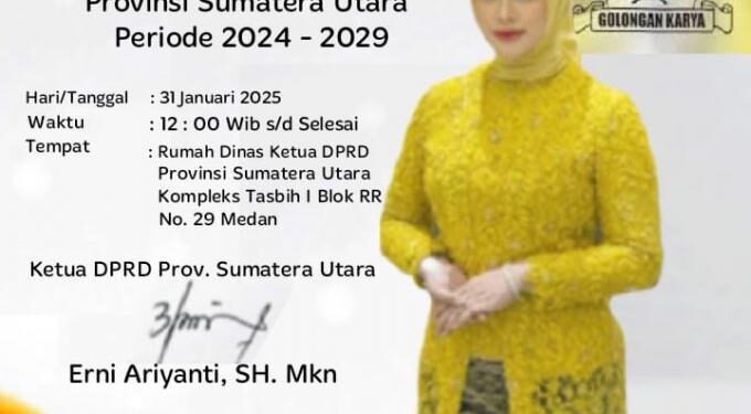 Undangan Acara Syukuran Erni Ariyanti yang akan menjabat sebagai Ketua DPRD Sumut. (foto/dok)