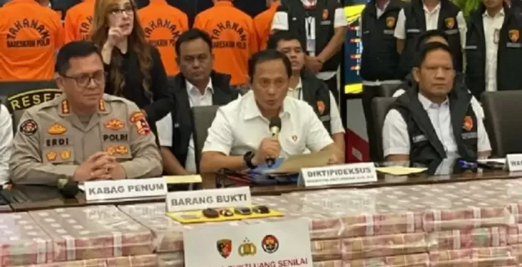 Hasil Sitaan Bareskrim Polri senilai 52 M (foto/dok)