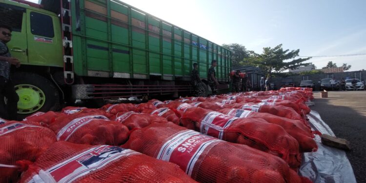 Barang bukti berupa Bawang dengan berat 47 ton (foto/ist)
