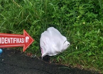 Mayat dalam karung ditemukan di atas rerumputan pinggir jalan Tanah Datar. (foto/ist)