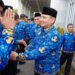 Andap berpamitan atas selesainya masa tugas selaku Pj. Gubernur Sultra kepada seluruh jajaran ASN Pemprov Sultra, Senin (17/2/2025). (foto/Humas Pemprov Sultra)