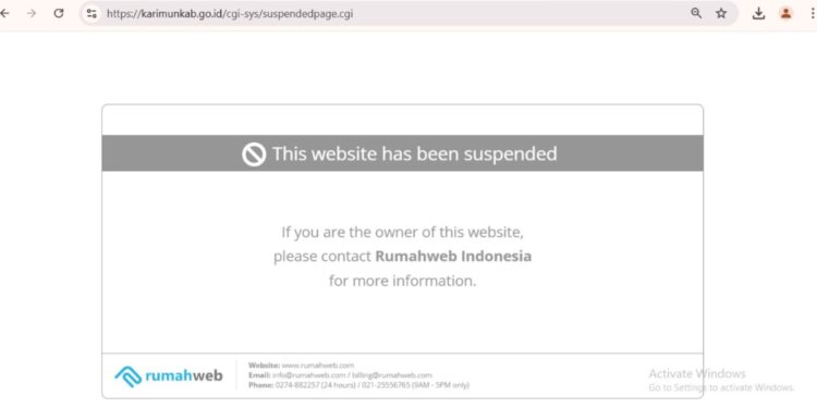 Situs Pemerintah Kabupaten Karimun tak dapat diakses. (foto/tangkapan layar)