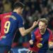 Robert Lewandowski saat lakukan selebrasi atas golnya (foto/dok)