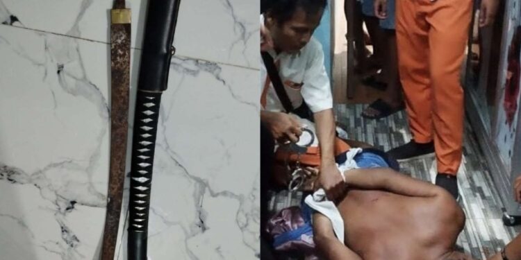 sebilah samurai panjang 85 centimeter diamankan dari seorang ODGJ yang mengamuk hingga melukai dua aparat kepolisian dan TNI di kabupaten Sragen, Senin (17/2/2025) (foto/dok)
