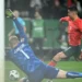 Christiano Ronaldo saat melawan Denmark dalam pertandingan leg kedua babak perempat final UEFA Nations League antara Portugal vs Denmark, Senin (24/3/2025). (foto/AFP)