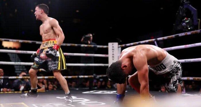 Petinju kelas bantam Manny Flores mengalahkan Jorge Leyva dalam empat ronde pada Kamis (6/3/2025) malam di Fantasy Springs Resort Casino di Indio, California. (foto/net)