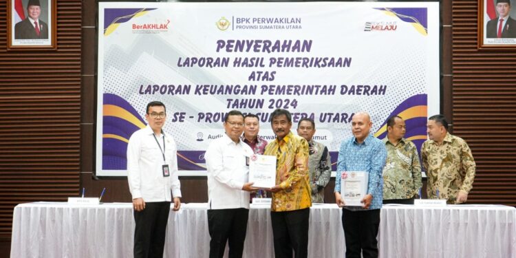 Wali Kota Binjai, Drs. H. Amir Hamzah, MAP dalam acara yang digelar di Kantor BPK Perwakilan Sumut, Medan, pada Senin (26/5/2025).. (Foto/Humas).