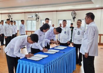 Tiga Pegawai Rutan Kelas I Medan Sah Dilantik Menjadi PNS. (Foto/Ricardo).