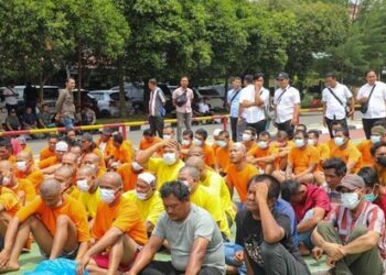 Ribuan preman yang di tangkap Polda Sumut selama Operasi Pekat Toba 2025. (Foto/Dokumentasi).