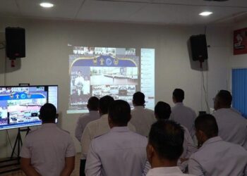 Pegawai Rumah Tahanan Negara (Rutan) Kelas 1 Medan mengikuti apek bersama Kemenko Yusril. (Foto/Ricardo).