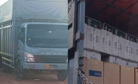 Truk TNI AL Bawa Rokok Ilegal Diamankan Bea Cukai Batam. (Foto/Dok).