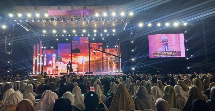 Acara tur dakwah Dr Zakir Naik di Stadion Gajayana, Kota Malang, Jawa Timur, pada Kamis malam, 10 Juli 2025. (Foto/Doc)