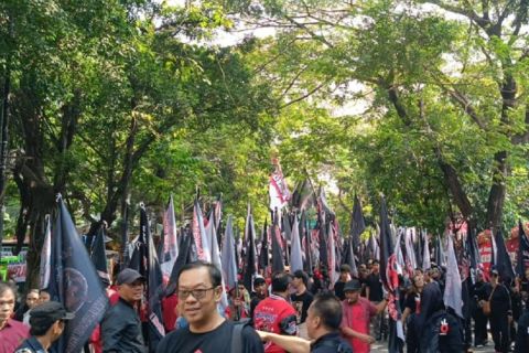 endukung Hasto Kristiyanto Padati Jalan Bungur Besar Raya. (Foto/Doc)