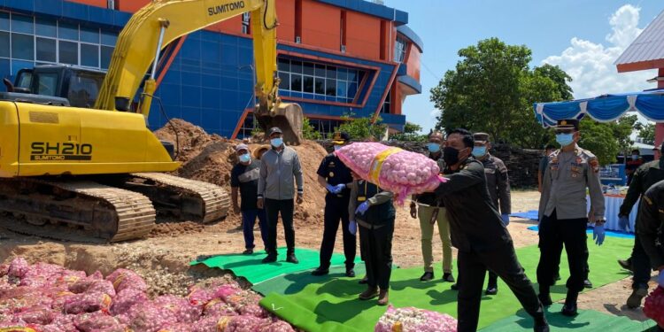 Balai Karantina dan Bea Cukai Kepri Musnahkan Puluhan Ton Bawang Ilegal. (Foto/Doc)