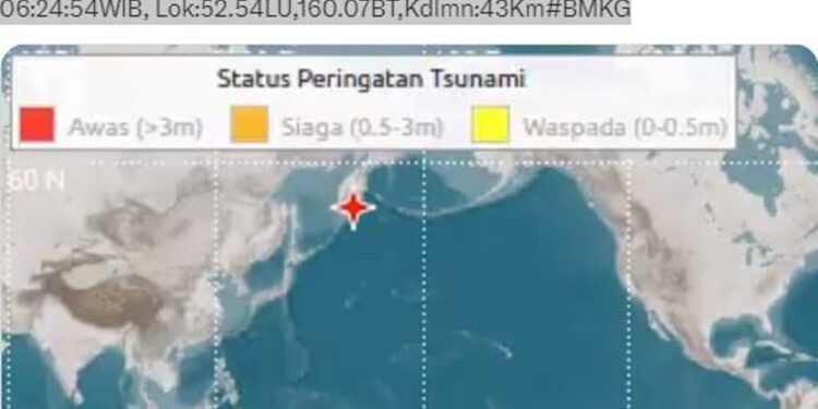 Tsunami Imbas Gempa Rusia Diperkirakan Tiba Siang Ini di Indonesia. (Foto/Doc)