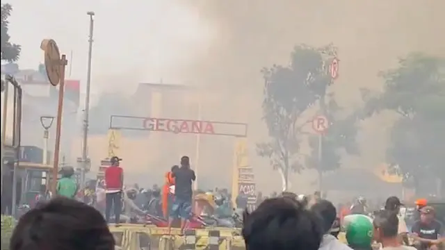 Kantor Gegana Korps Brimob Polri di Jalan Kramat Raya, Senen, Jakarta Pusat, kebakaran, Minggu, 31 Agustus 2025. (Foto/Doc)