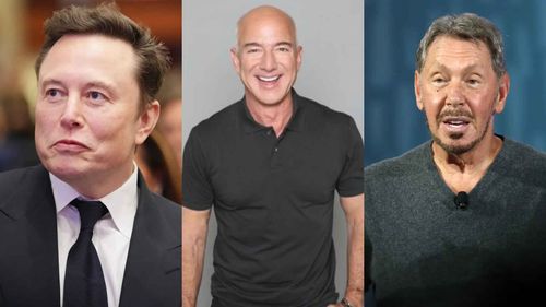 (Dari kiri) Elon Musk, Jeff Bezos, dan Larry Ellison, tiga orang yang masuk dalam daftar tiga besar orang terkaya di dunia. (Foto/Doc)