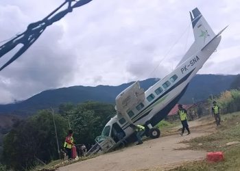 Pesawat Smart Air Tergelincir di Bandara Tiom Lanny Jaya. (Foto/Doc)
