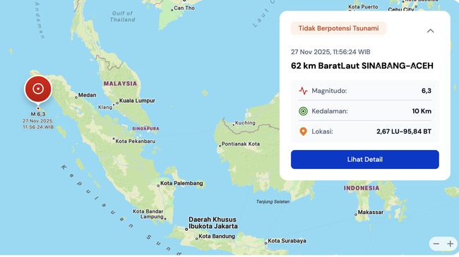 Gempa Magnitudo 6,4 Guncang Sinabang Aceh. (Foto/Doc)
