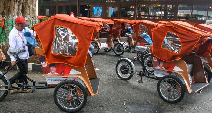 Becak Listrik. (Foto/Doc)