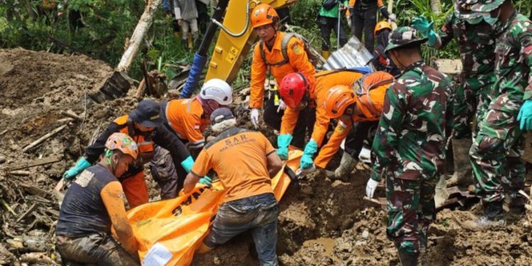 Pencarian korban longsor di Dukuh Situkung, Desa Pandanarum, Banjarnegara, memasuki hari ketujuh pada Sabtu (22/11/2025). (Foto/Doc)