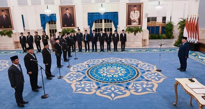 Presiden Prabowo Subianto Lantik Enam Pejabat Baru Kabinet di Istana Negara. (Foto/nnet).