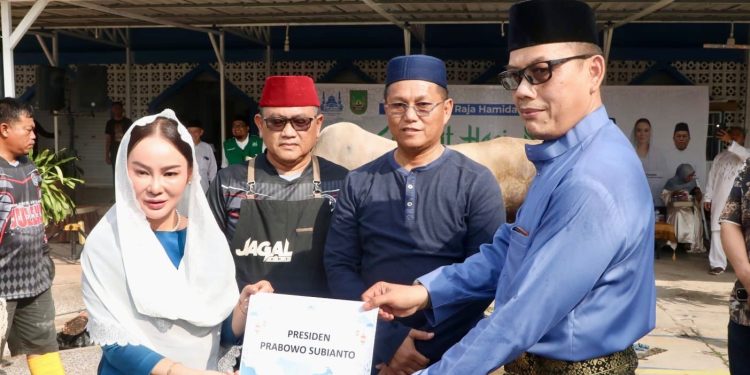 Plh Wali Kota Batam Li Claudia Serahkan Hewan Kurban Presiden Prabowo. (Foto/Diskominfo).