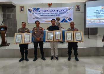Polresta Bengkulu Sabet Dua Penghargaan dari Kapolri atas Capaian IKPA Sempurna. (Foto/Dika).