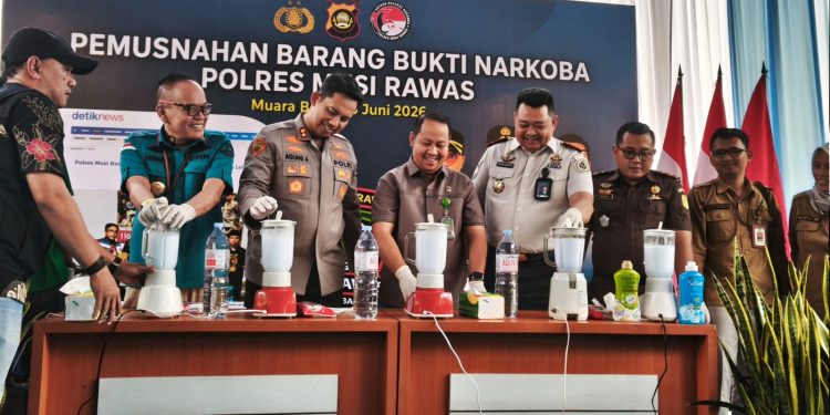 Polres Musi Rawas Musnahkan Barang Bukti 2 Kilogram Sabu.(Foto/Igo).