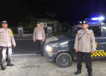 Tekan Kriminalitas Malam Hari Polsek Pangkalan Susu Gelar Patroli Antisipasi 3C . (Foto/Jhon)