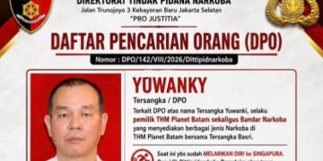 Bareskrim Polri Buru DPO Gembong Narkoba Batam Yuwanki Ke Singapura. (Foto/Dokumentasi).