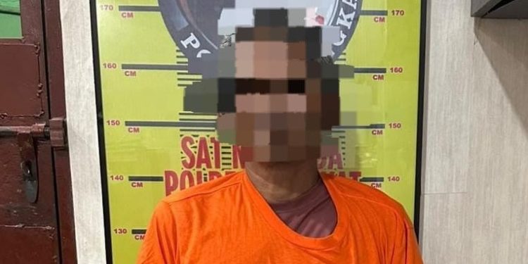 Tersangka pelaku pengedar narkoba yang berhasil di tangkap Polres Langkat. (Foto/Jhon).